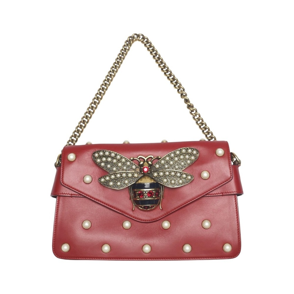 GUCCI Red Pearl Leather Shoulder Bag - Picture 1 of 14